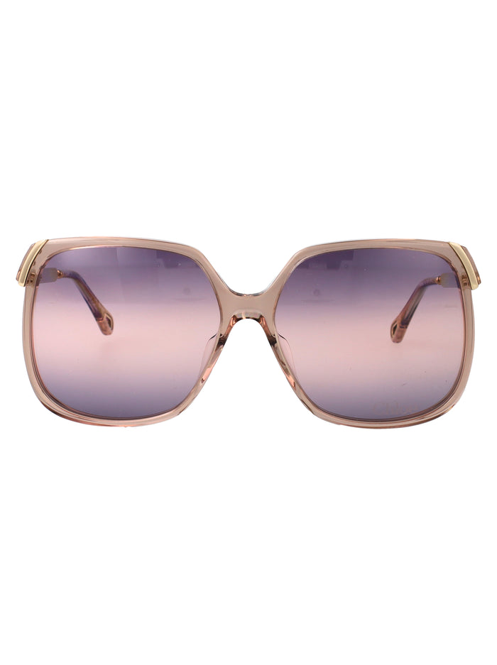Ch0286s Brown-gold-violet Recycled Acetate Sunglasses