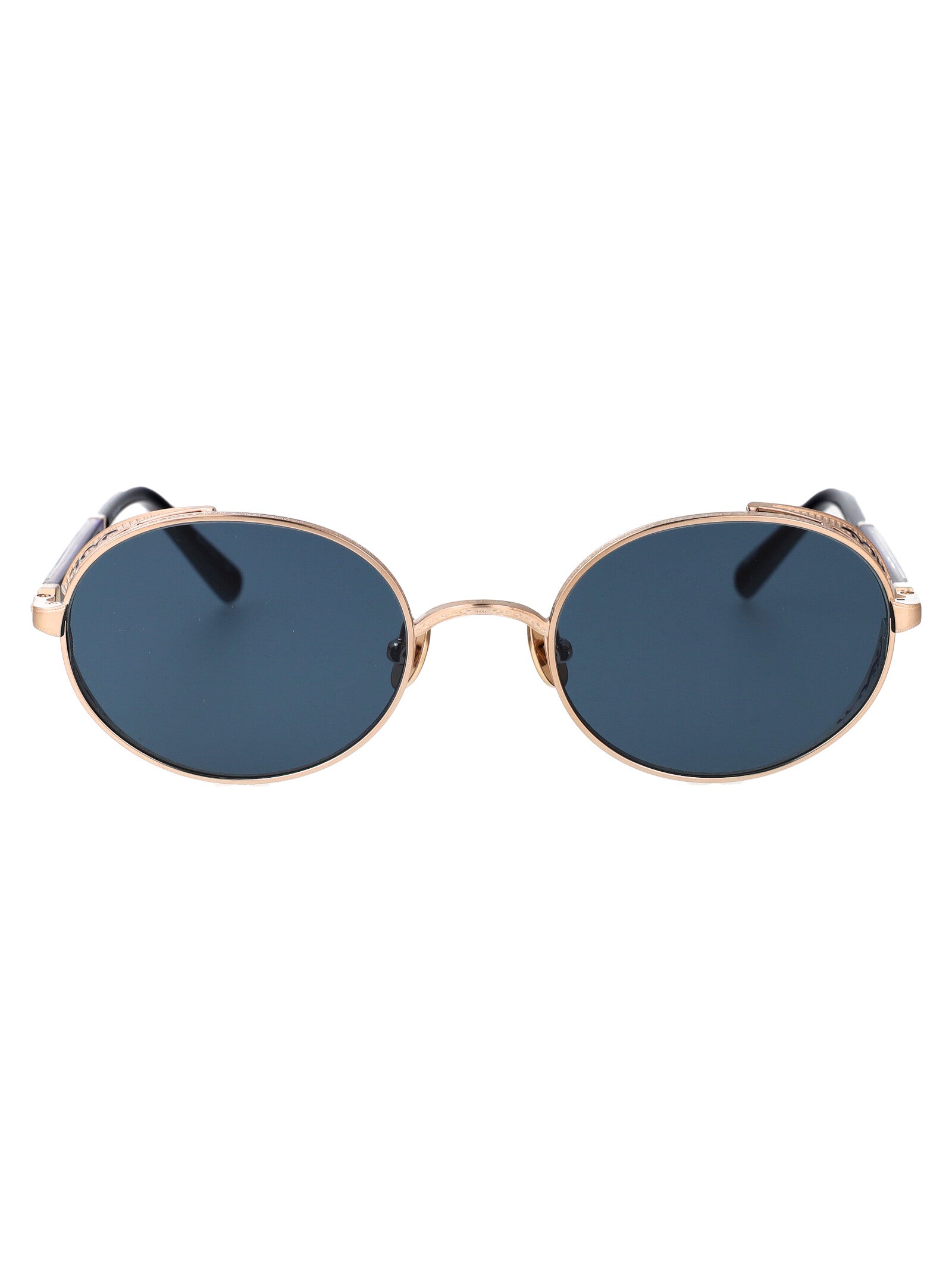 M3137 Bg-Nvy Brushed Gold - Navy Cobalt Blue Metal Sunglasses