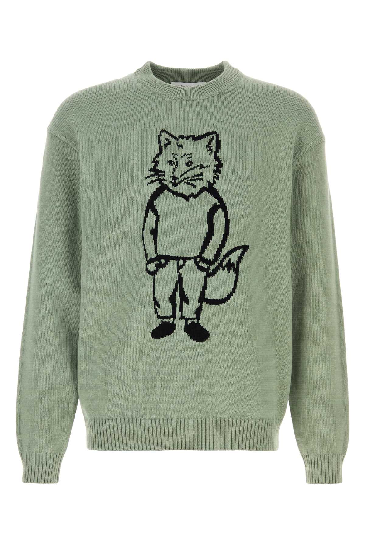 Mint Green Cotton Blend Sweater Vertdegris Exterior: Nylon Maglieria