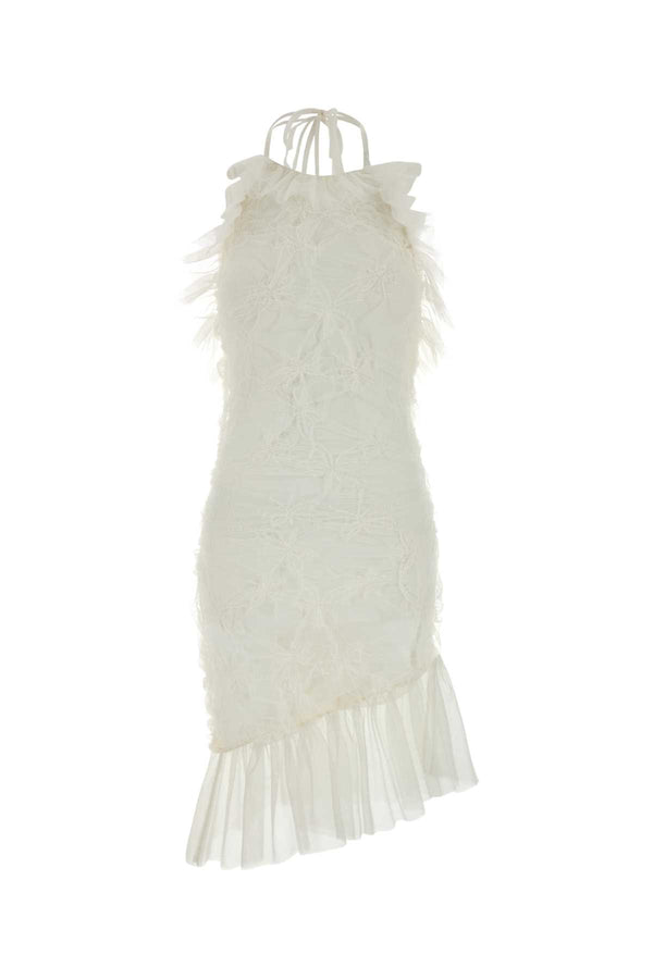 Blumarine Exterior: 100% Nylon; Lining: 75% Nylon dress in white