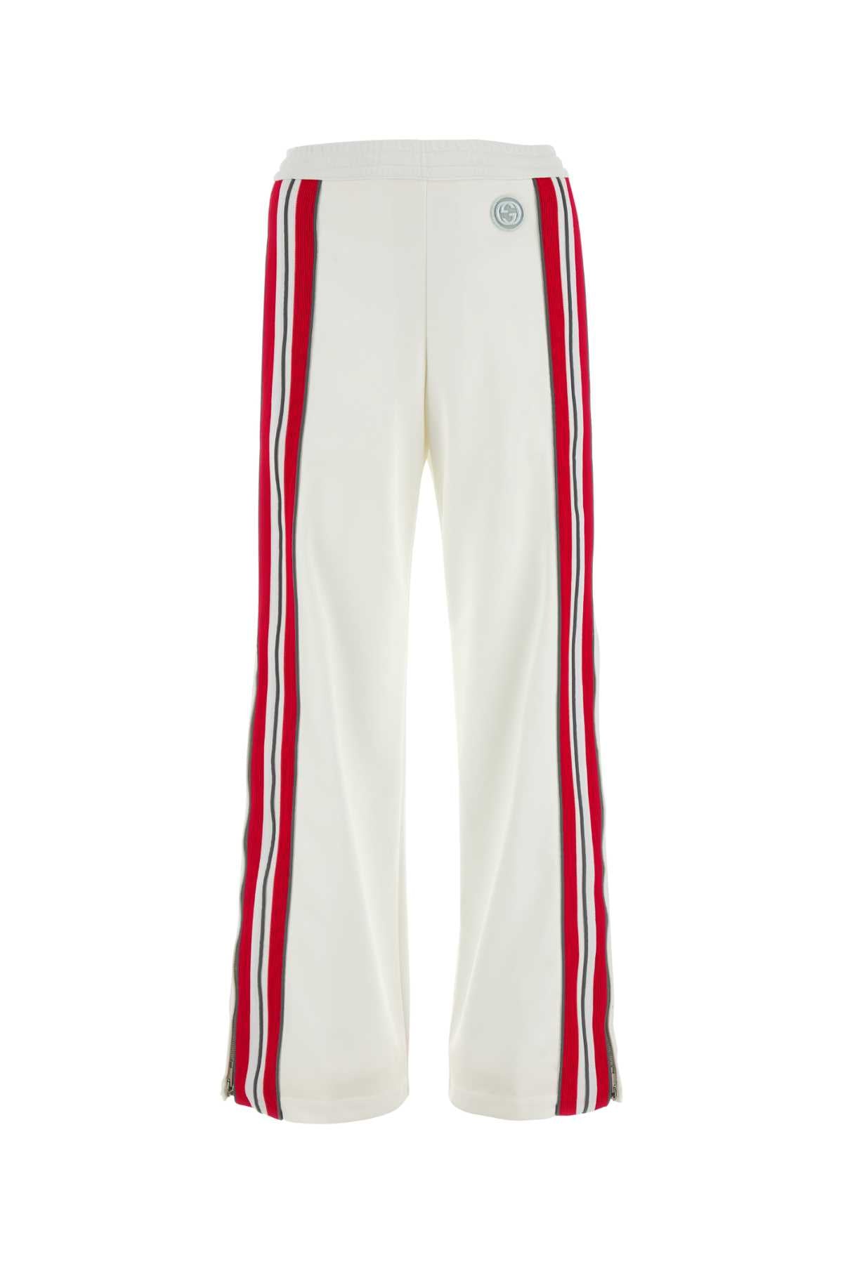 White Polyester Blend Pant Offwhitefrozenmix Exterior: Cotton Pantaloni