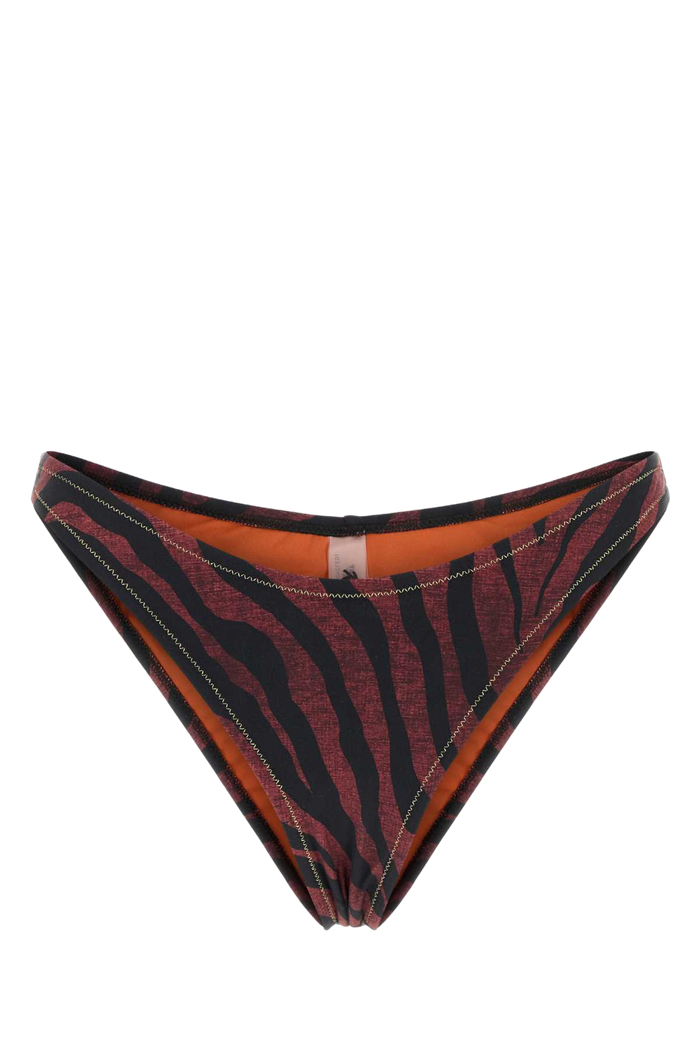 Printed Stretch Nylon Brigitte Bikini Bottom Browntiger Costumi Da Bagno