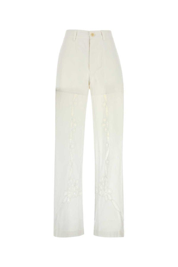 Marine Serre Household 100% Cotton trousers in white