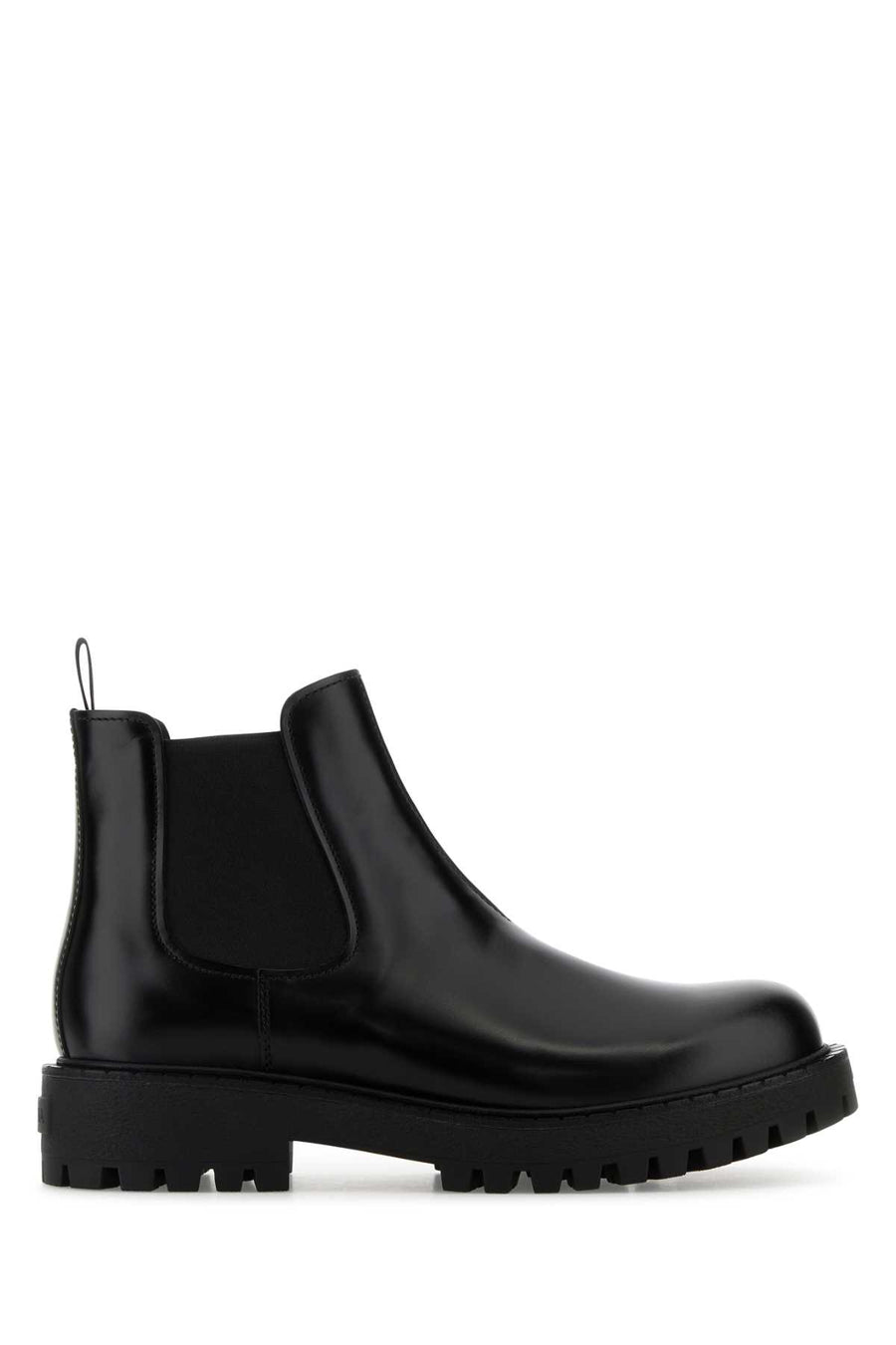 Prada 100% vitello leather chelsea boot in black