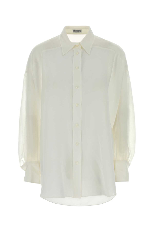 Brunello Cucinelli 100% Silk shirt in white