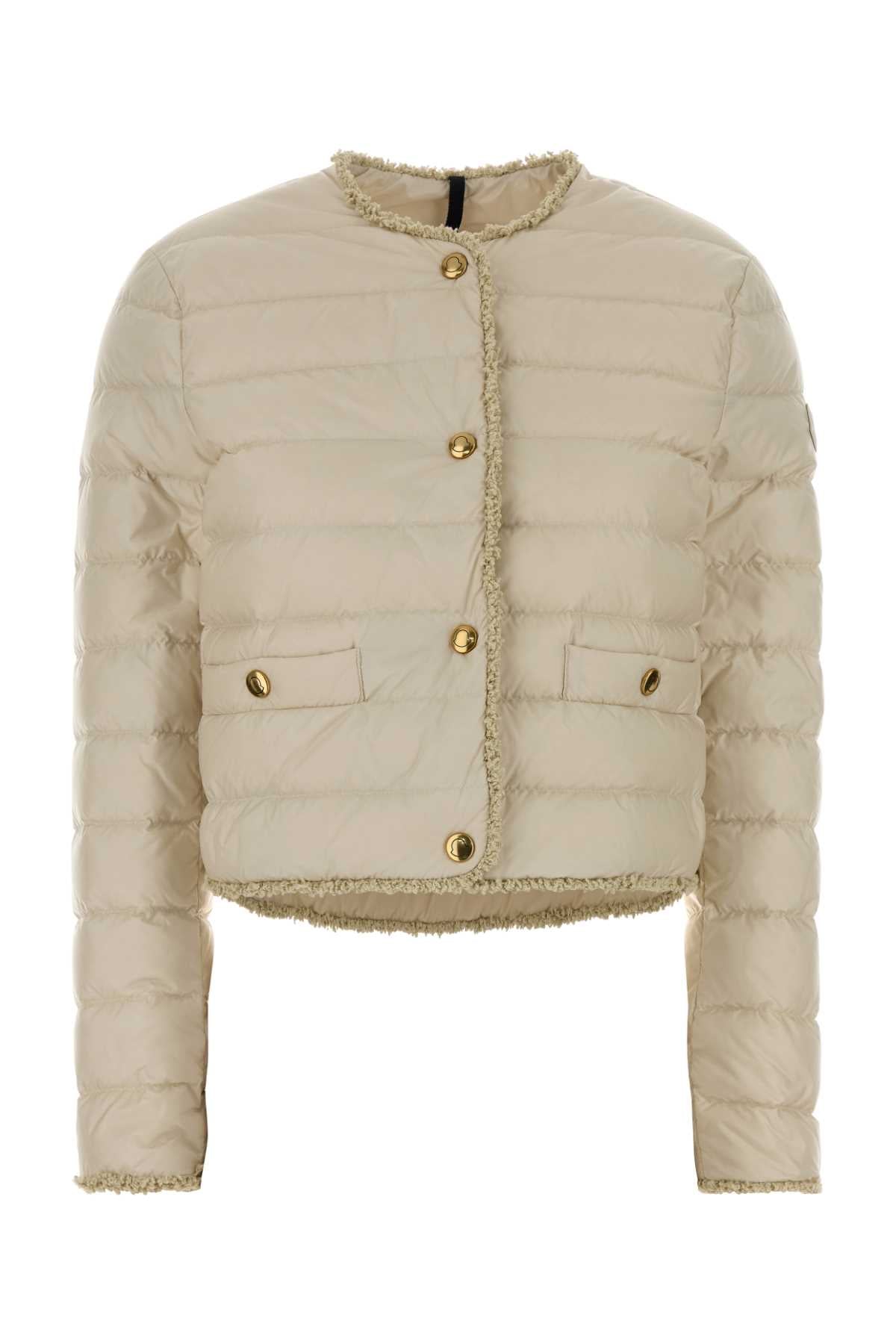 Ivory Nylon Fleaurs Down Jacket 20n Giubbini