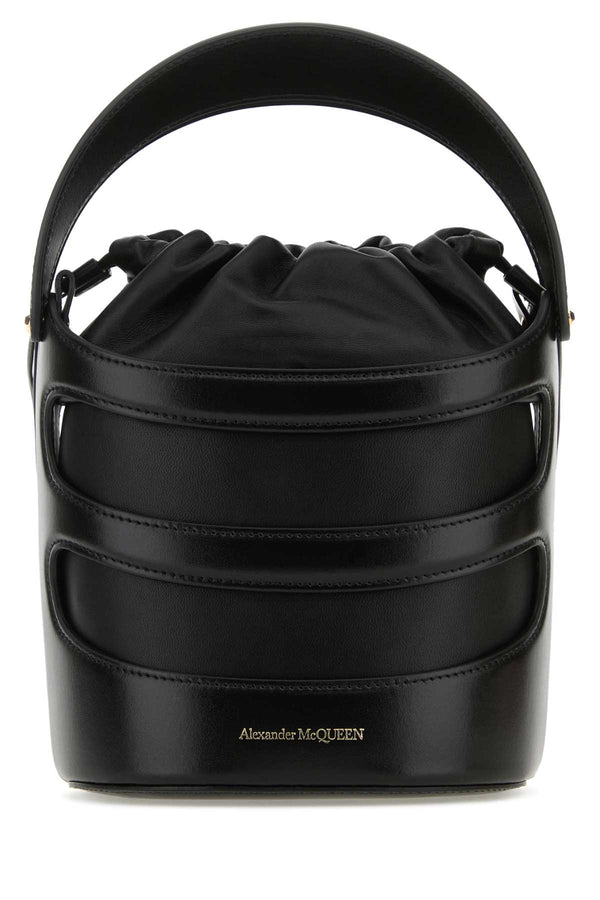 Alexander McQueen Exterior: 100% Leather bucket bag in black