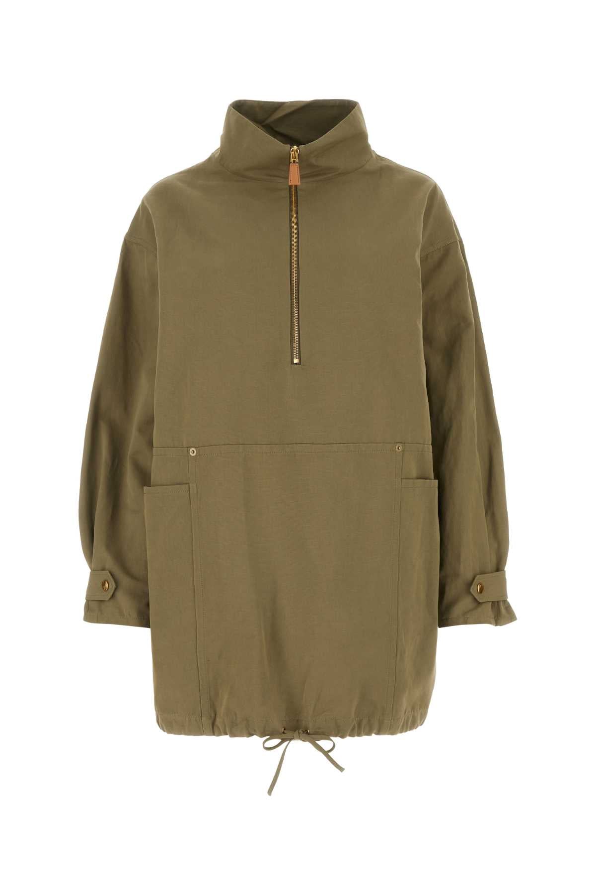 Army Green Cotton Blend Dress Militare Co Li Abiti