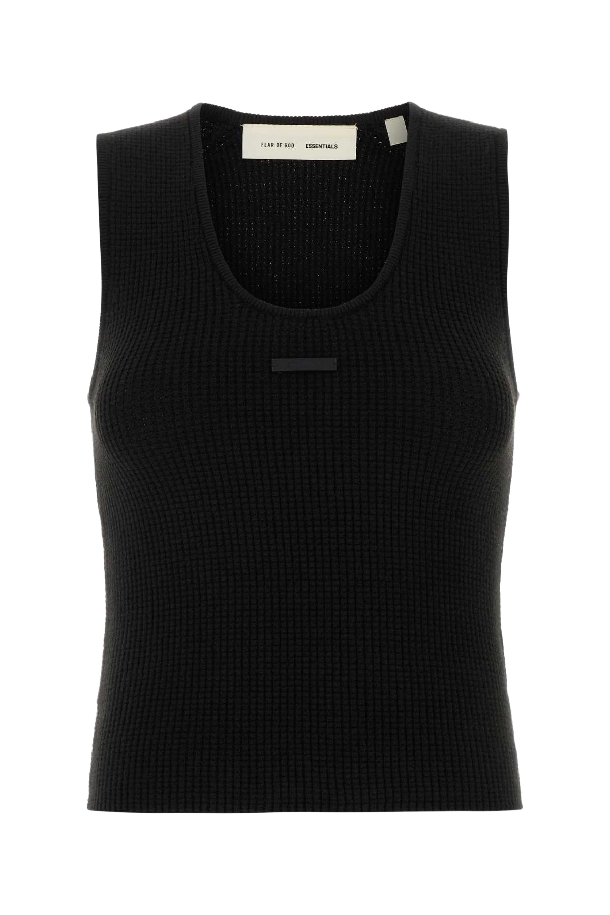 Black Polyester Blend Tank Top Vintageblack Exterior: Nylon Maglie