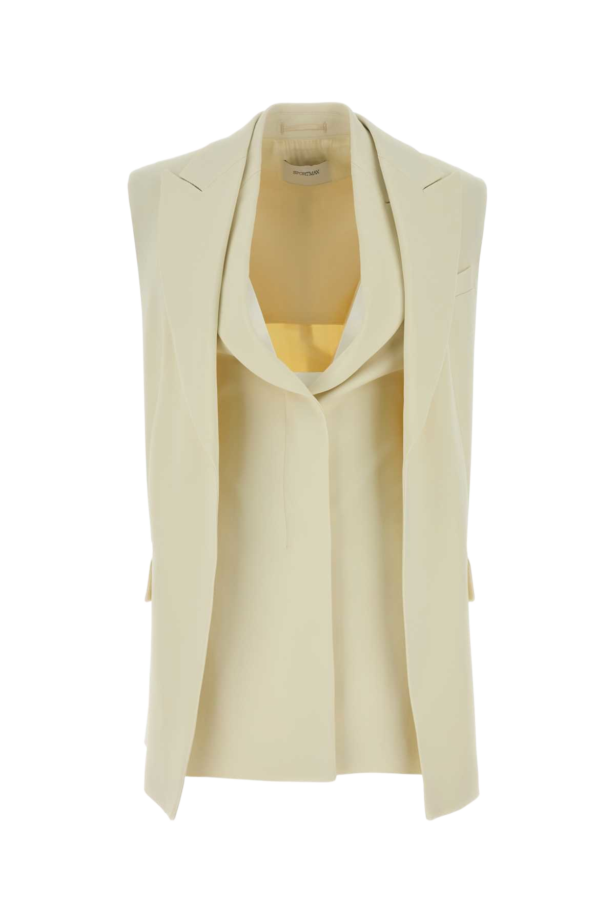 Cream Stretch Crepe Campale Vest Bianco Avorio Giacche E Gilet
