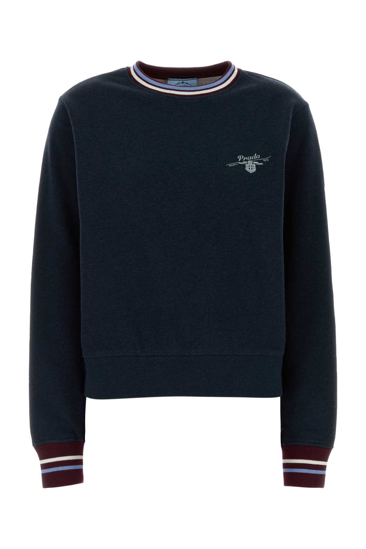 Melange Dark Blue Cotton Sweatshirt Navy Exterior: Felpe