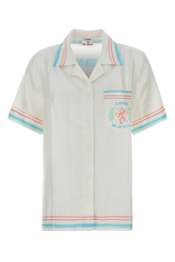 Casablanca Cuban 100% Silk shirt in white