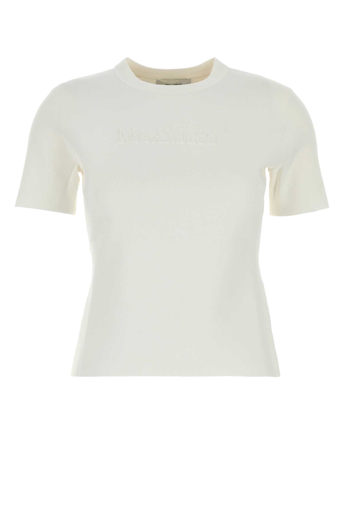 White Viscose Blend Adelio T-Shirt Bianco Exterior: Nylon