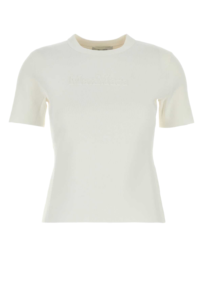 White Viscose Blend Adelio T-Shirt Bianco Exterior: Nylon