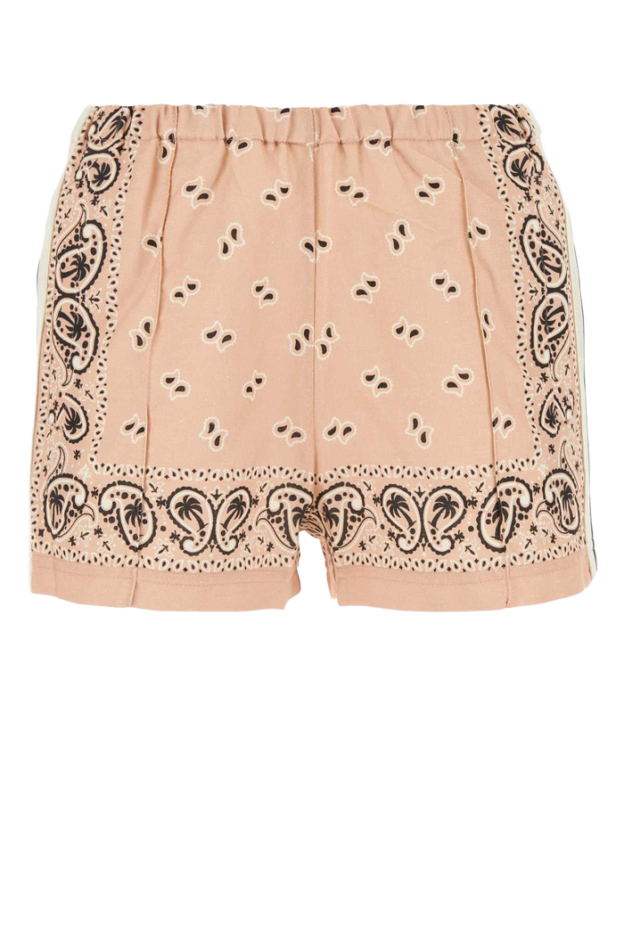 Printed Linen Blend Shorts Pinkoffwhite Exterior: Cotton