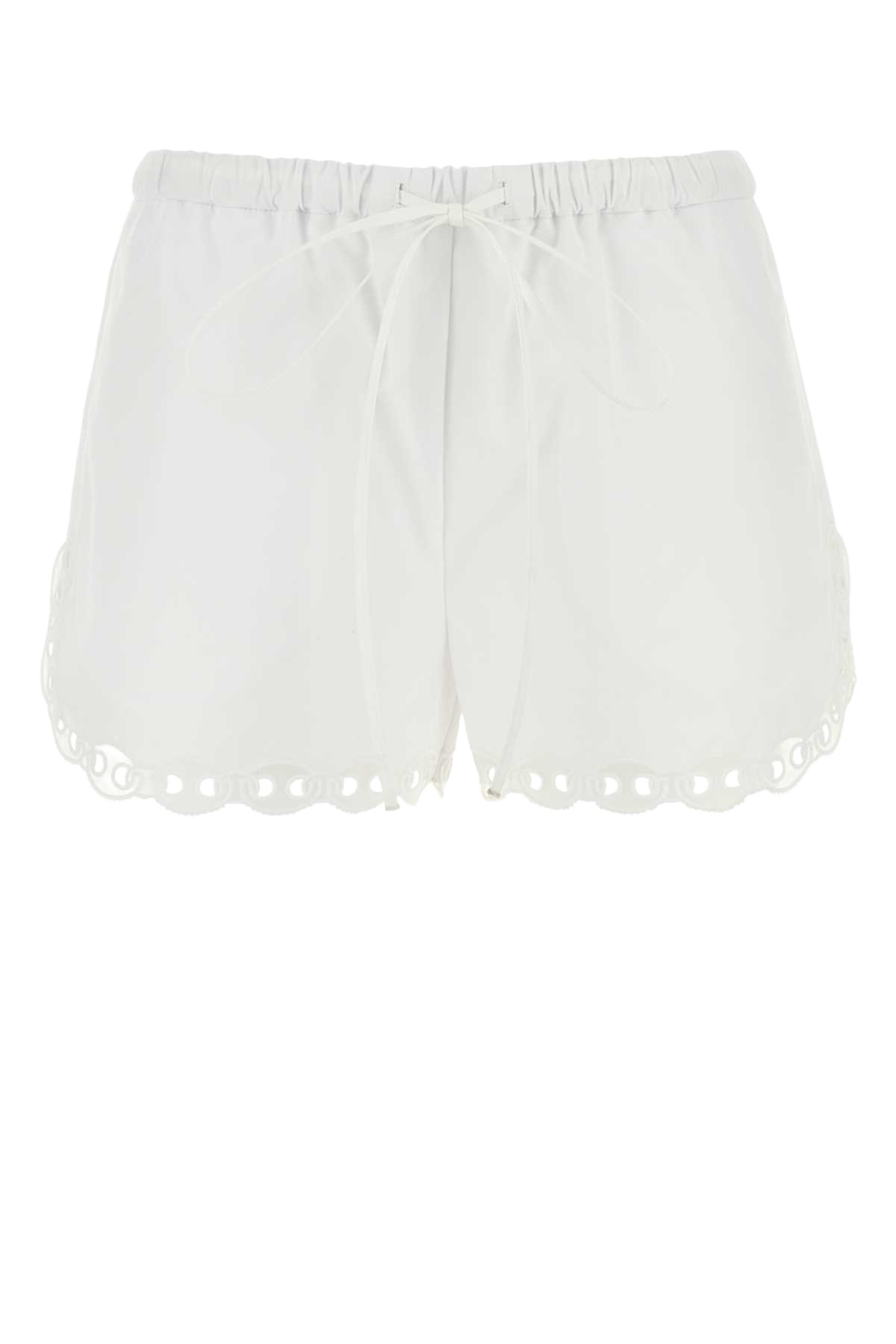 White Poplin Shorts Exterior: Cotton