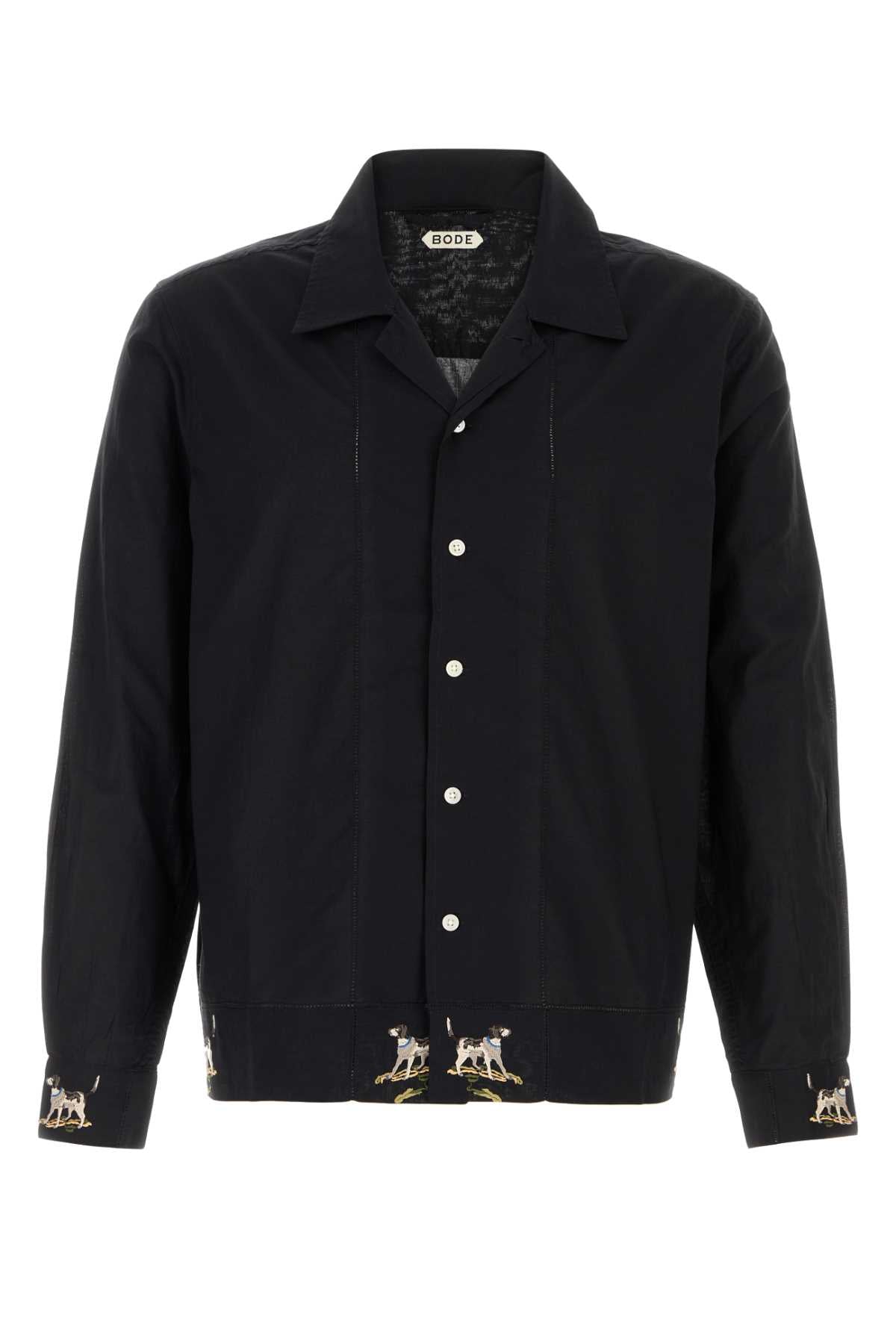 Black Poplin Pointer Shirt Exterior: Cotton Camicie