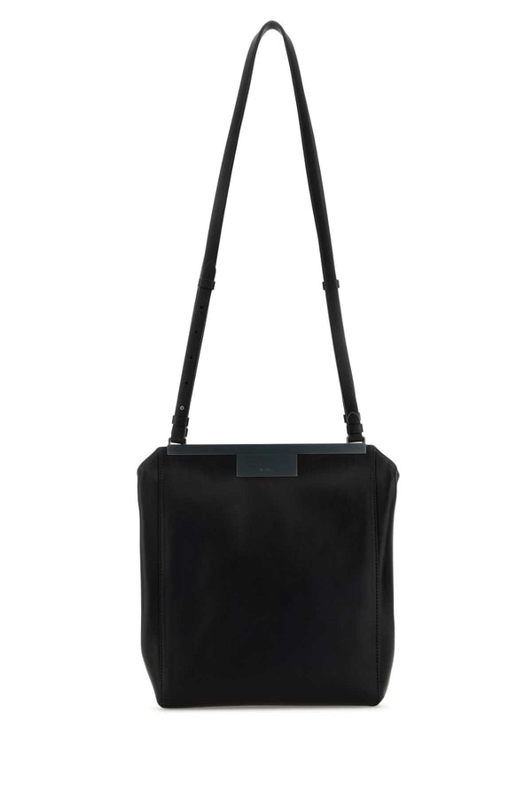 Max Mara Exterior: 100% Leather; Lining: 100% Fabric; Finishing: Ruthenium shoulder bag in black