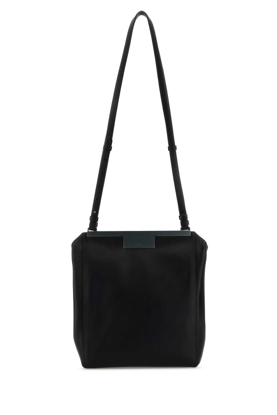 Max Mara Exterior: 100% Leather; Lining: 100% Fabric; Finishing: Ruthenium shoulder bag in black