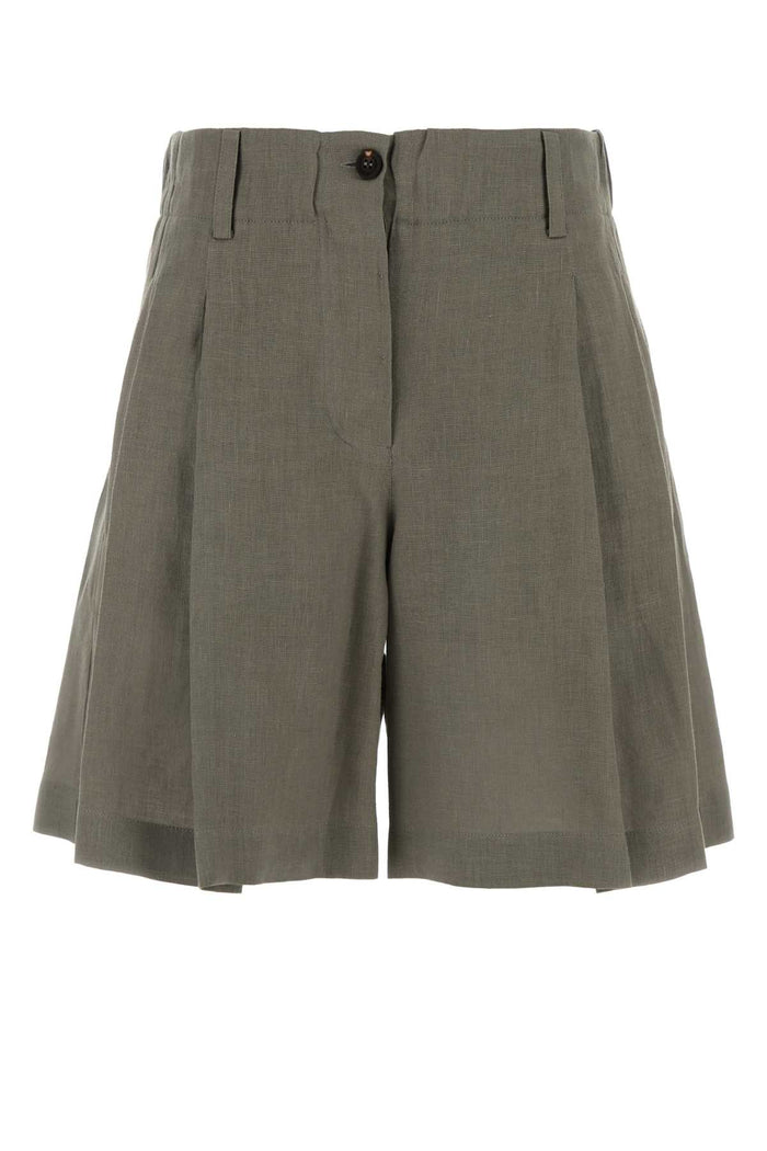 Sage Green Linen Shorts C1063 Exterior: Pantaloni