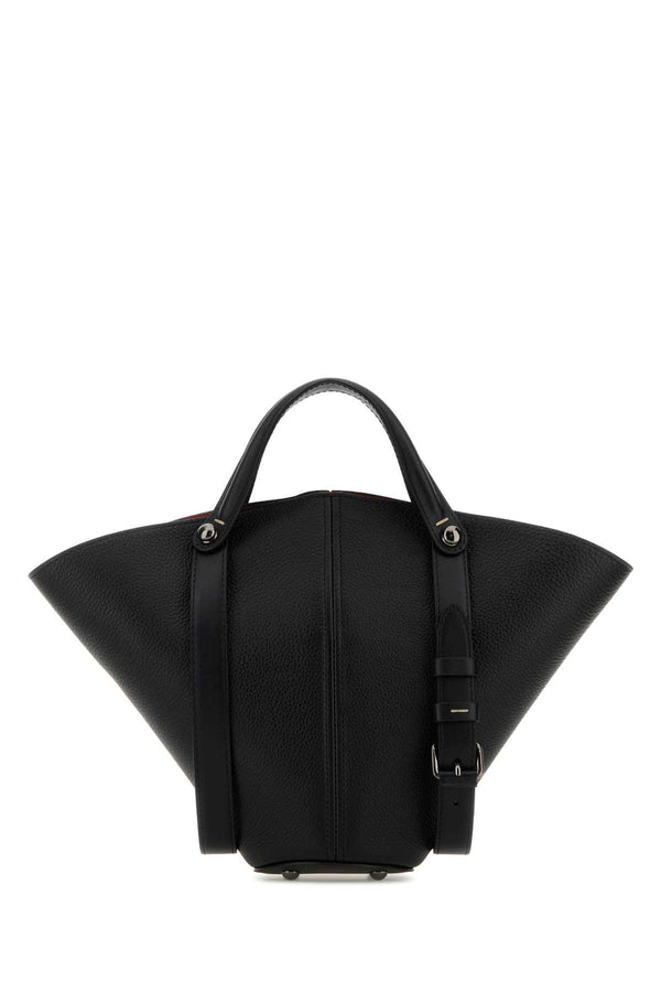 Maison Margiela Body: 100% bovine leather; Contrast: 100% bovine leather; Lining: 100% goat leather; Interior: 100% bovine leather top handle bag in black