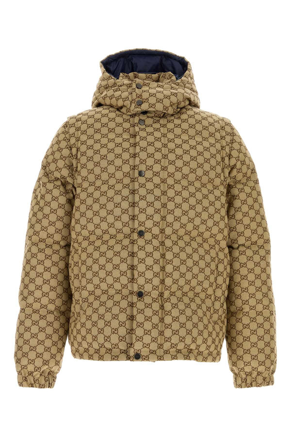 Gucci 70% cotton down jacket in beige