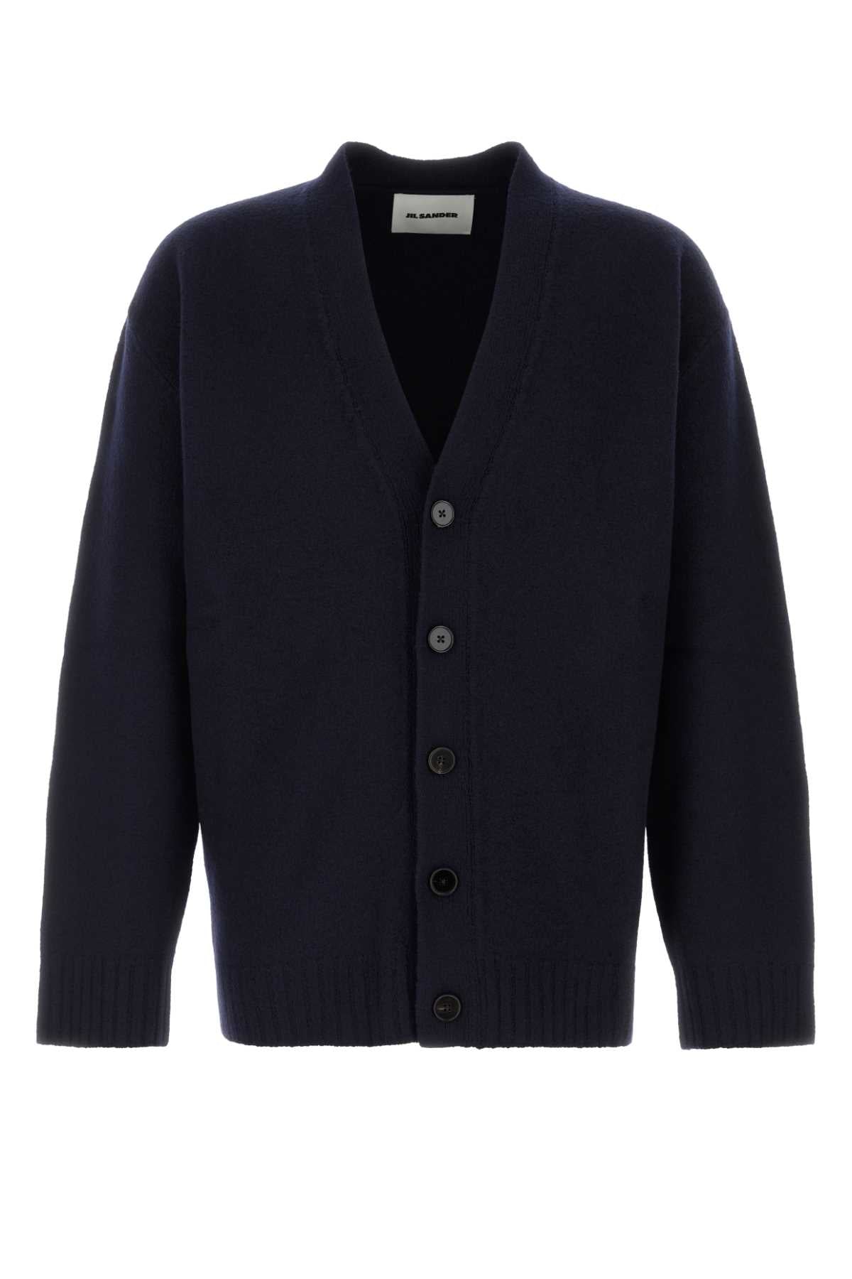 Dark Blue Wool Cardigan 402 Lana Maglie