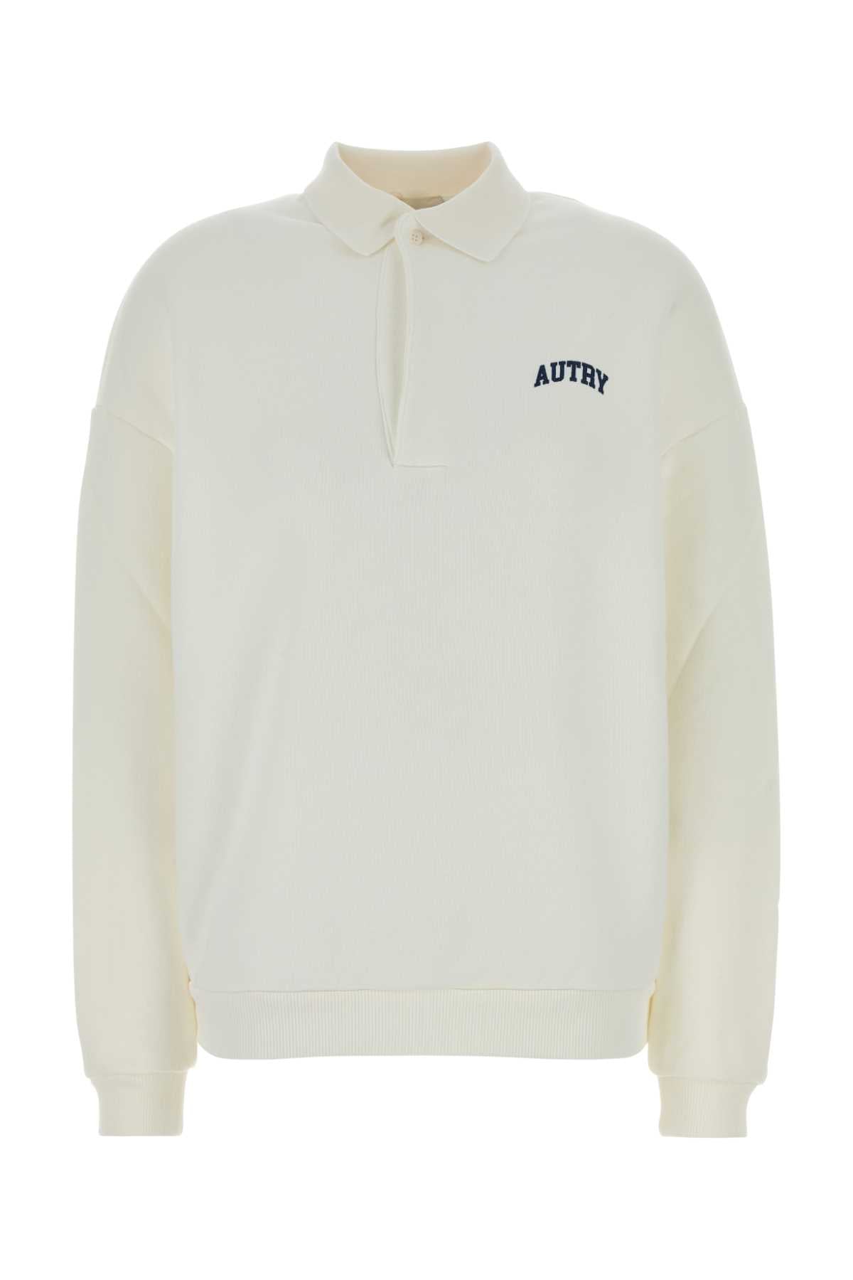 White Cotton Polo Shirt Jerseywhite Exterior: Felpe
