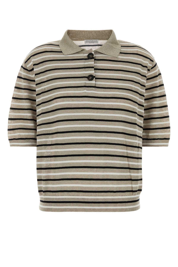 Brunello Cucinelli 85% Linen polo shirt in multicolor