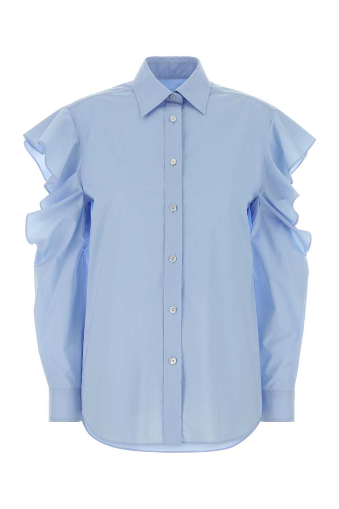 Light-Blue Poplin Shirt Fantasiaazzurro Exterior: Cotton Elastane Camicie