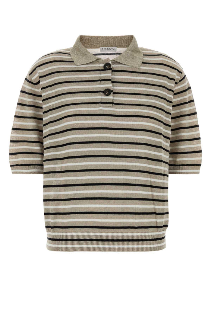 Embroidered Linen Blend Polo Shirt Cvw13 Exterior: Nylon Maglieria