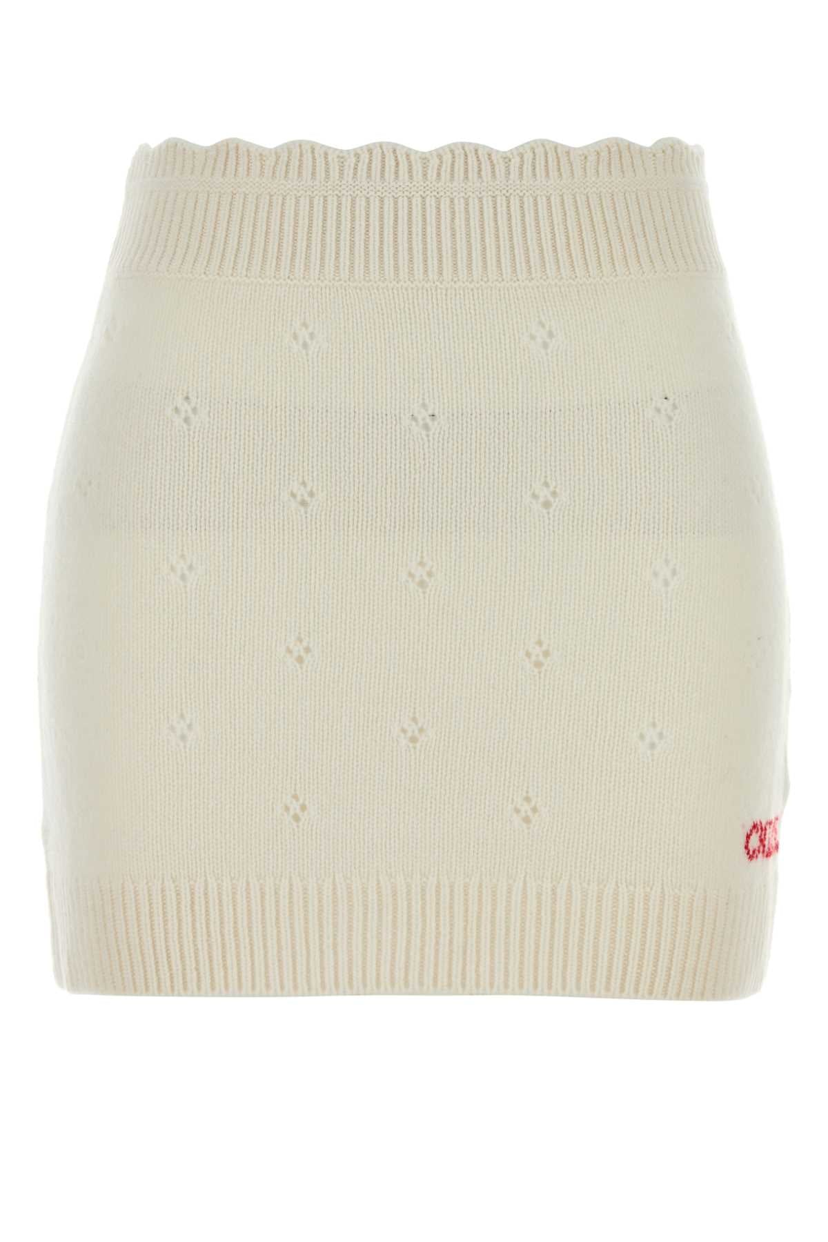 White Wool Blend Mini Skirt Iconicmilk Exterior: Cashmere Gonne