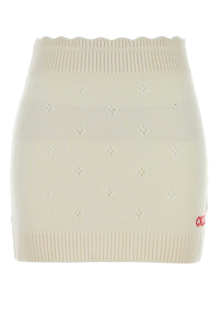 White Wool Blend Mini Skirt Iconicmilk Exterior: Cashmere Gonne