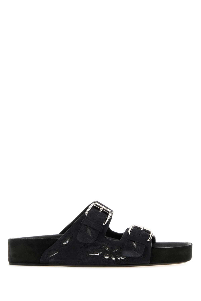 Black Suede Lennyo Slippers Fadedblacksilver
