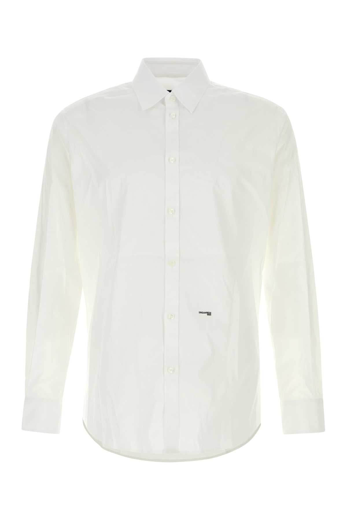 White Stretch Poplin Shirt Exterior: Cotton Elastane Camicie