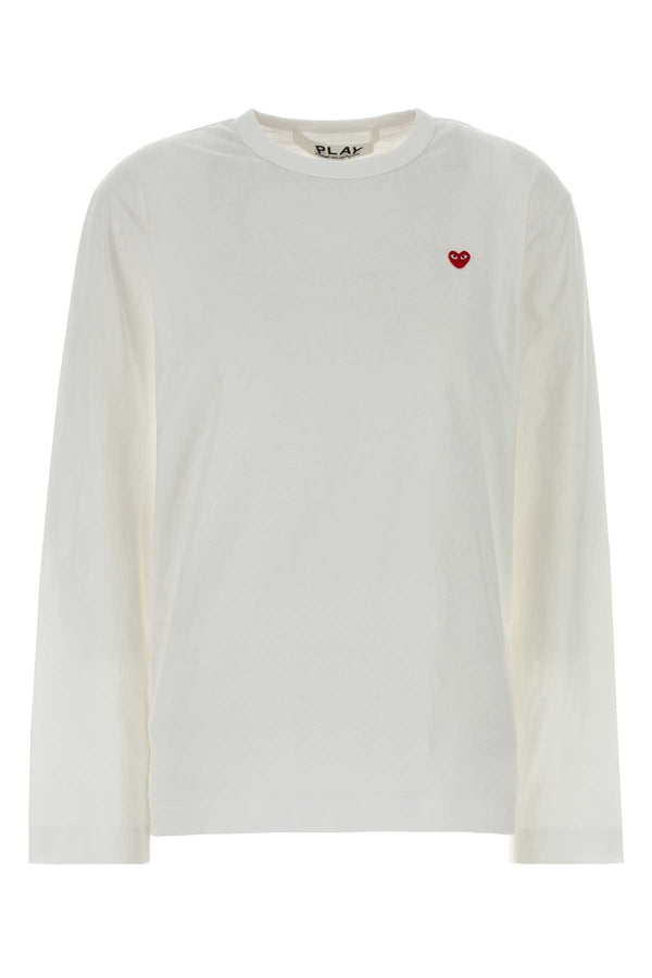 Comme Des Garcons Play Sleeve Exterior: 100% Cotton t-shirt in white