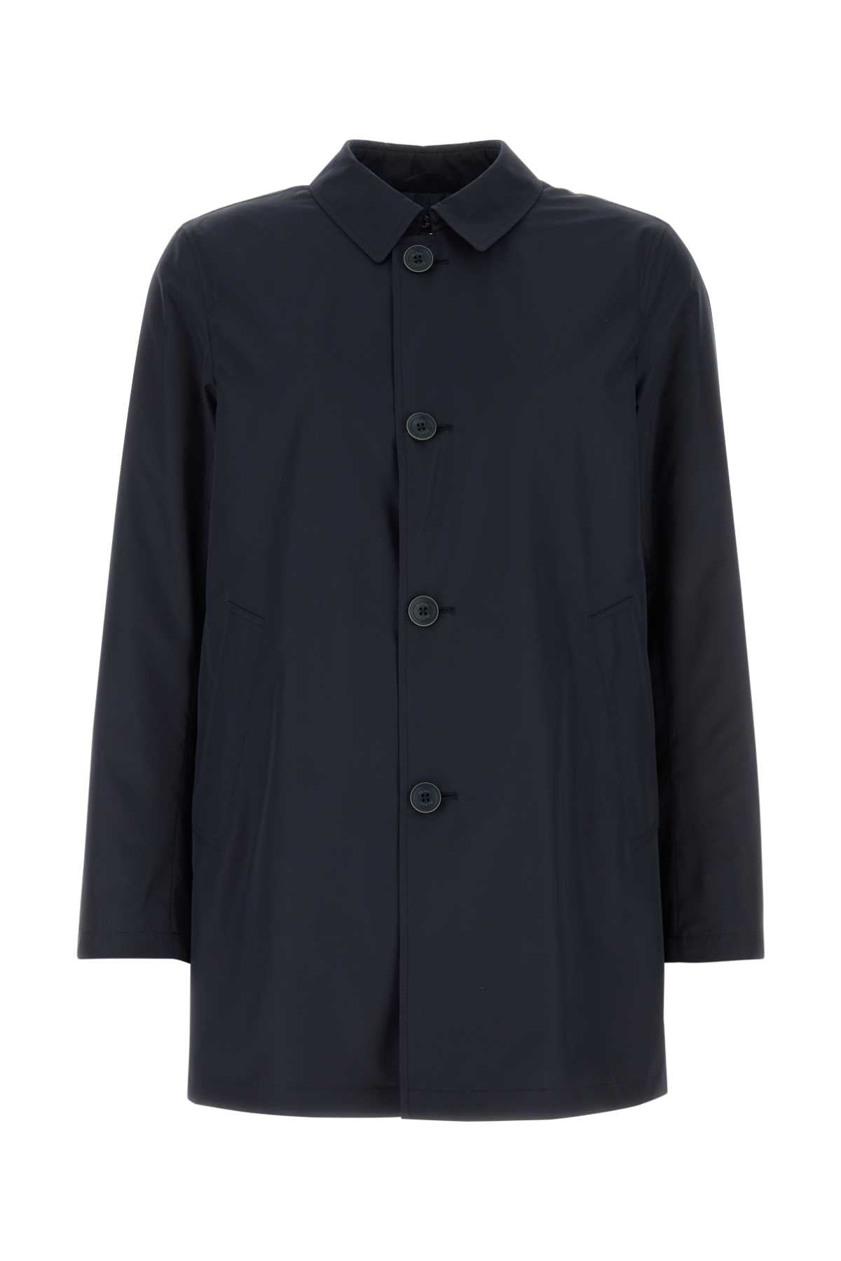 Navy Blue Polyester Jacket Blunavy Giubbini