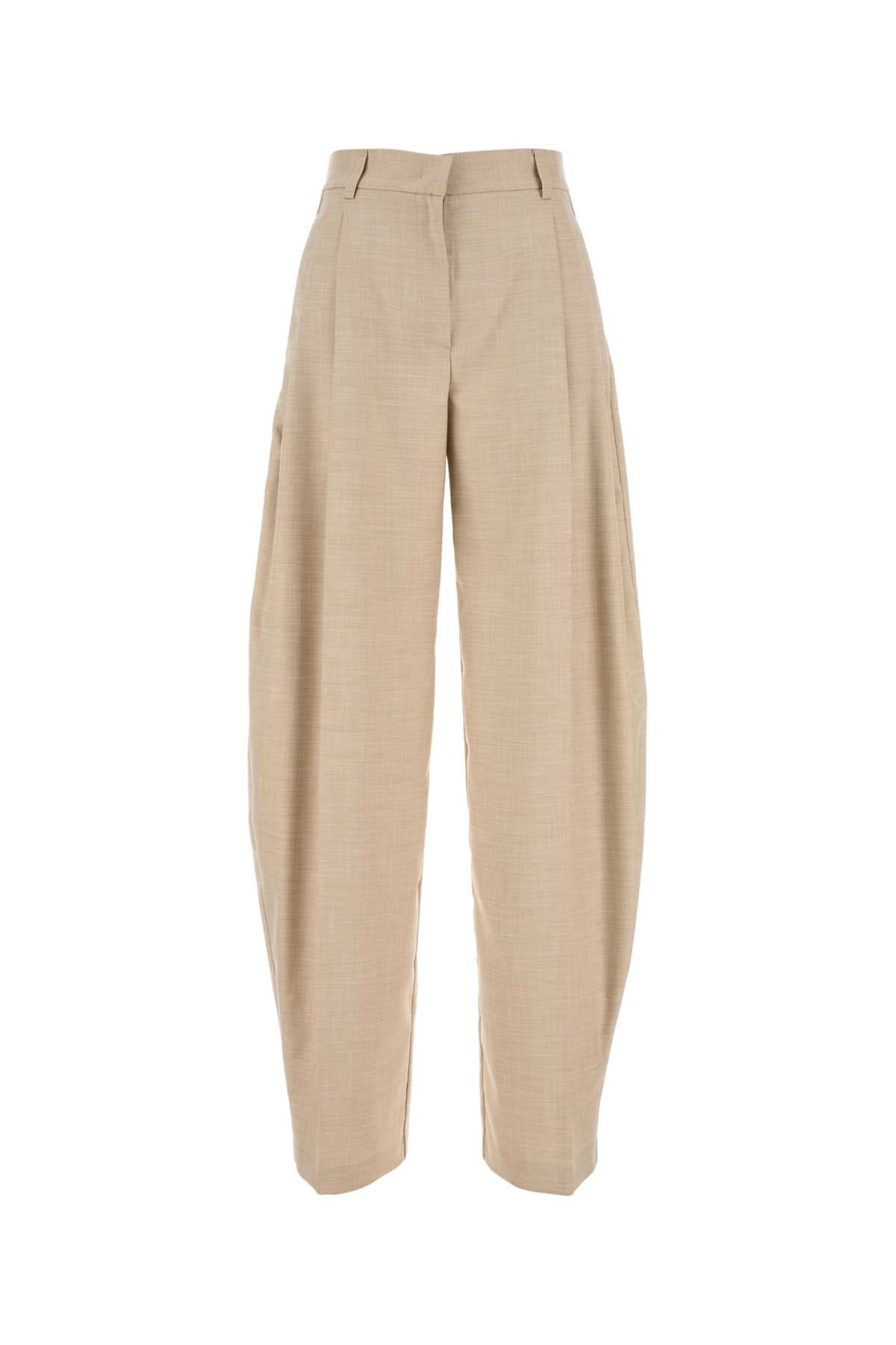Beige Stretch Polyester Blend Pant Sand Pantaloni
