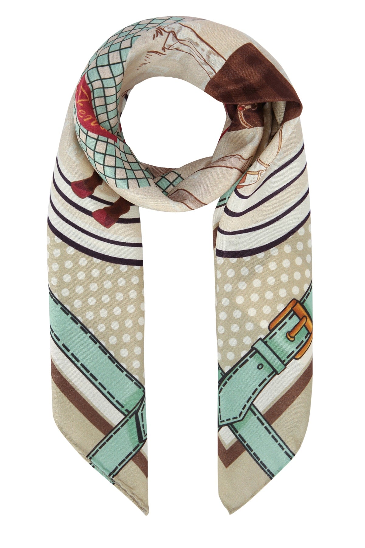 Foulard 60x60 Cavalli All Ov Beigemulticolor Sciarpe E