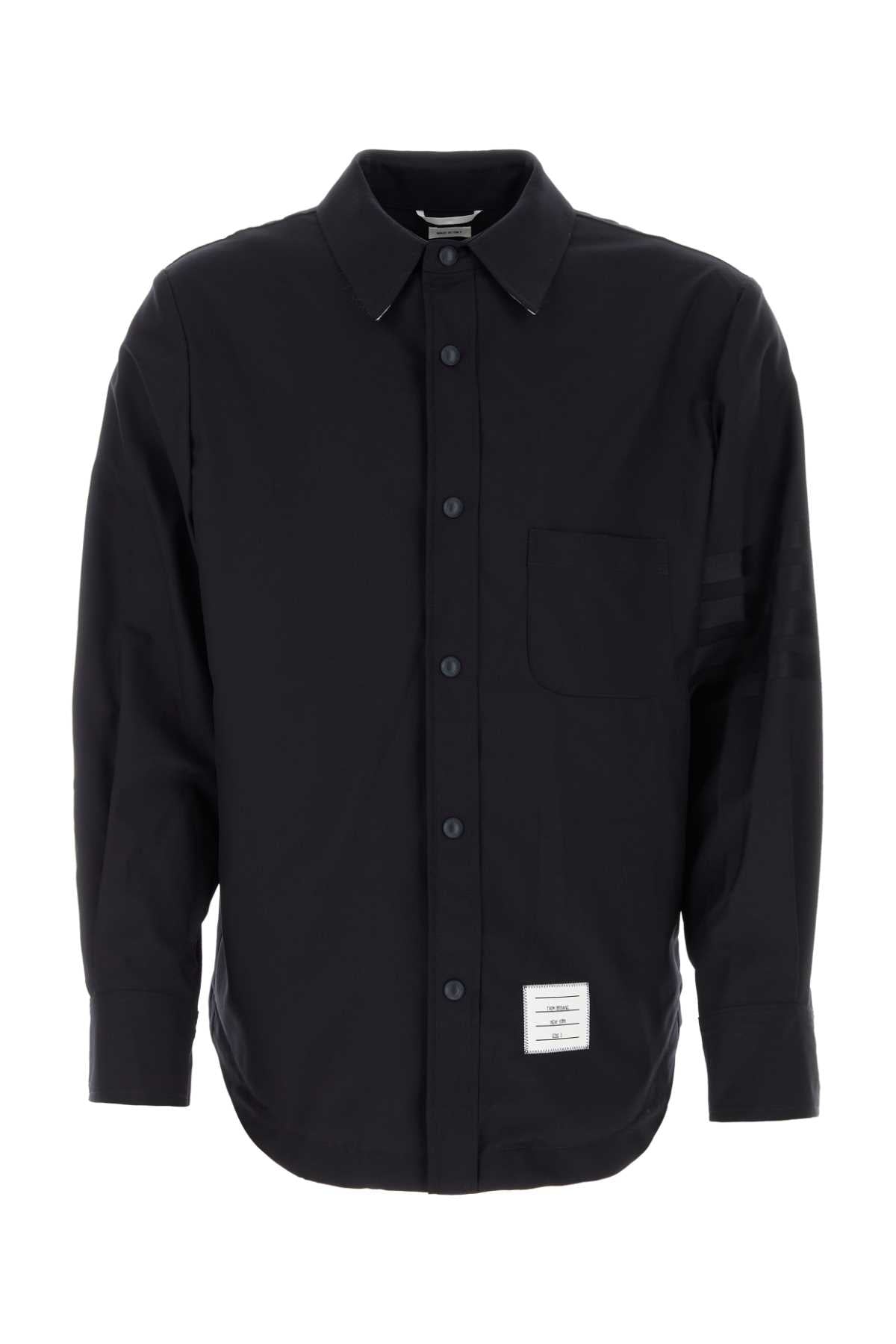 Midnight Blue Wool Shirt Darkblue Exterior: Camicie