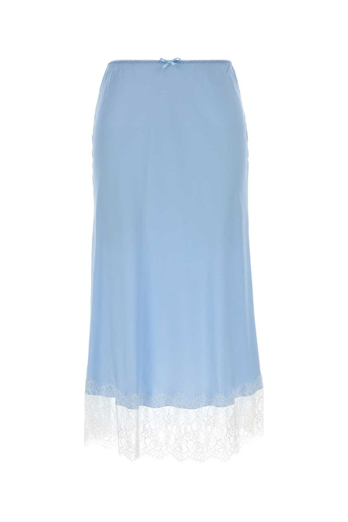 Light-Blue Satin Skirt Azzurro Exterior: Acetate Silk Gonne