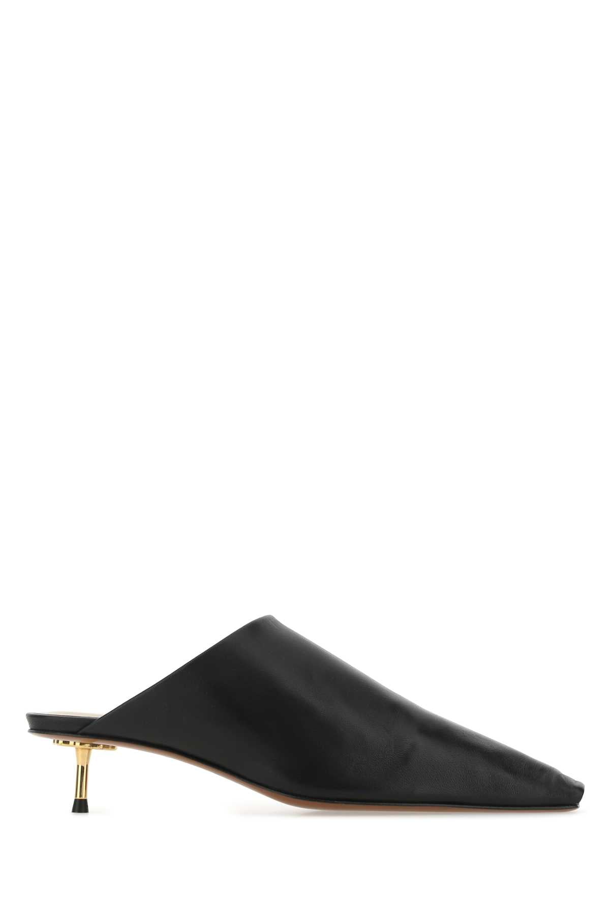 Black Synthetic Leather Mules Scarpe Con Tacco