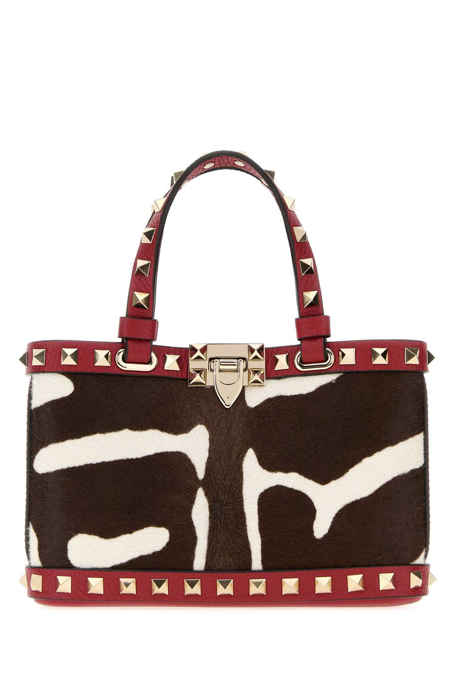 Valentino Garavani Rockstud Exterior: 100% Leather top handle bag in black
