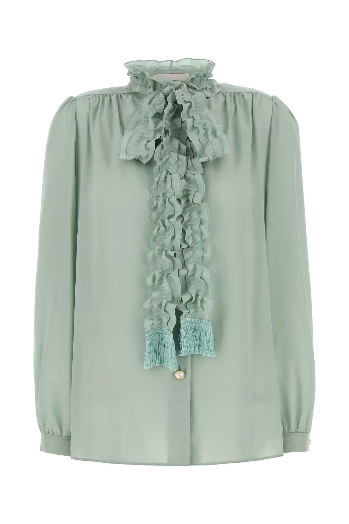 Tiffany Crepe Shirt Dirtysage Exterior: Silk Camicie