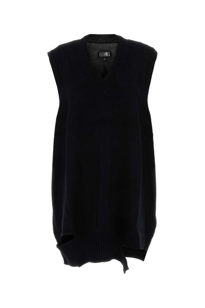 Black Wool And Acrylic Mini Dress Exterior: Virgin Abiti
