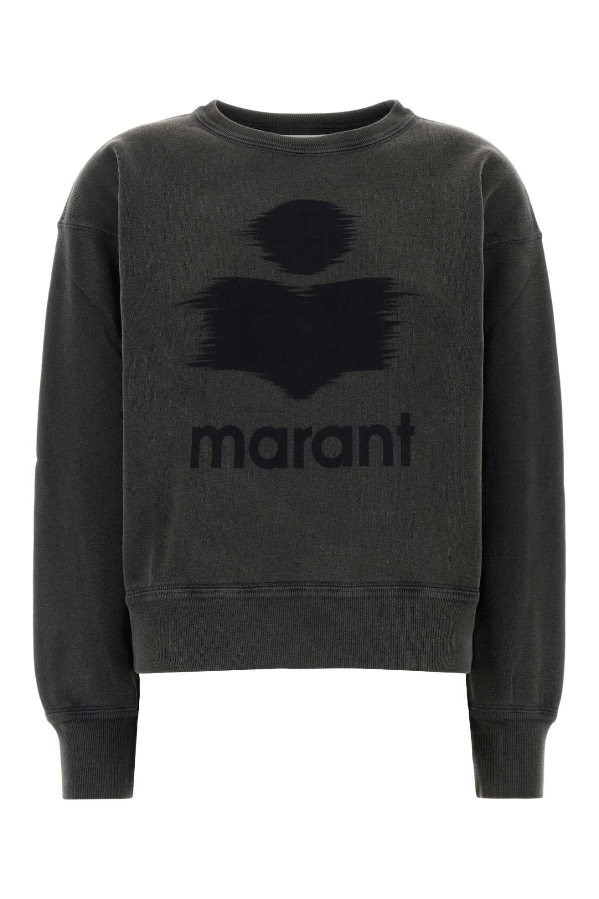 Charcoal Cotton Blend Mobyli Sweatshirt Anthracite Felpe
