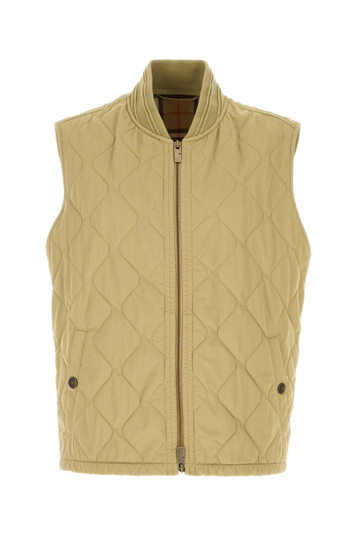 Beige Cotton Sleeveless Jacket Hamper Giubbini