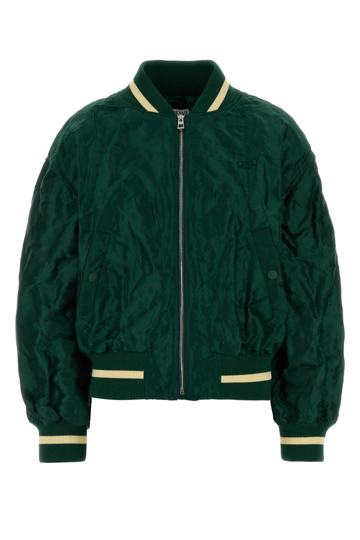 Dark Green Tech Fabric Bomber Jacket Giubbini