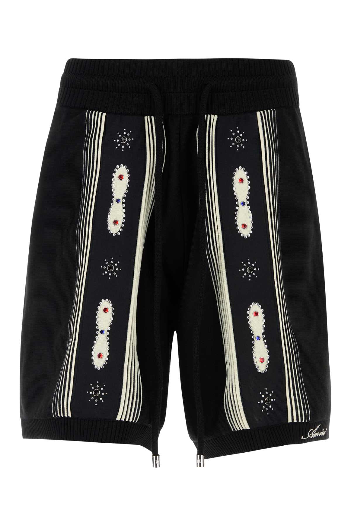 Black Wool Blend Bermuda Shorts Exterior: Polyester