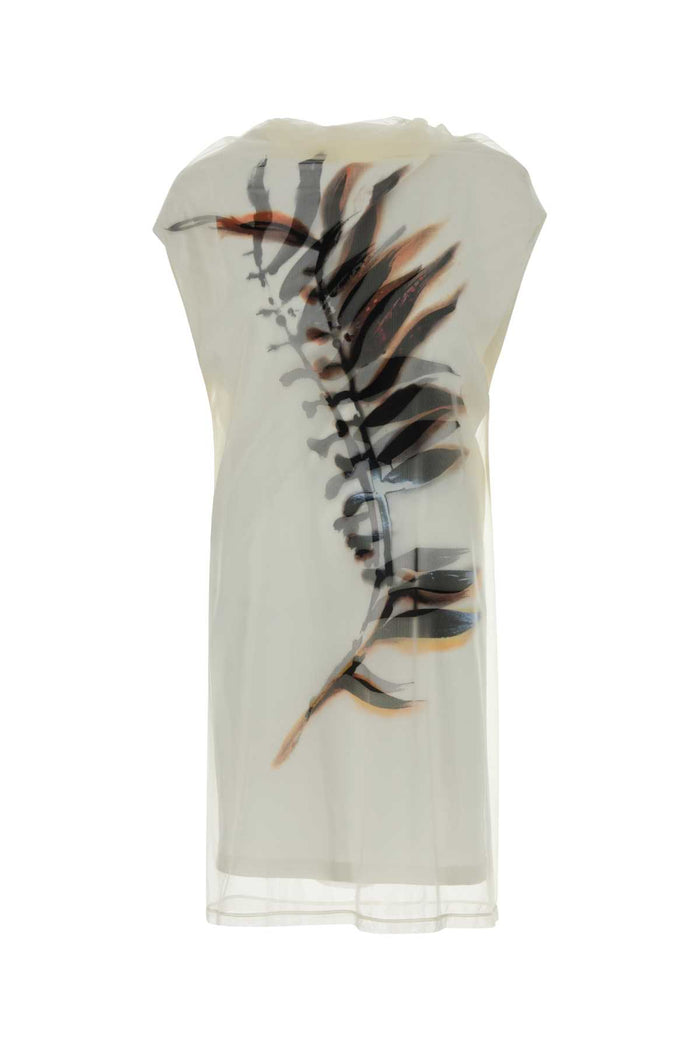 Ivory Stretch Tulle Mela Dress Bianco Maglie